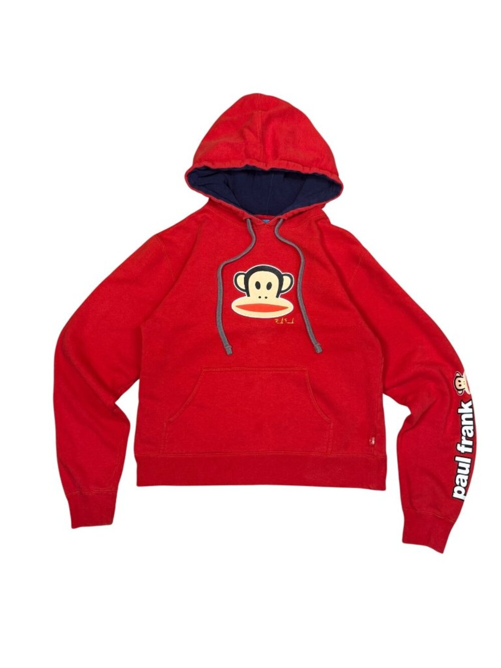 Vintage Y2K Paul Frank Red Hooded Sweatshirt Monkey Logo Small Pullover